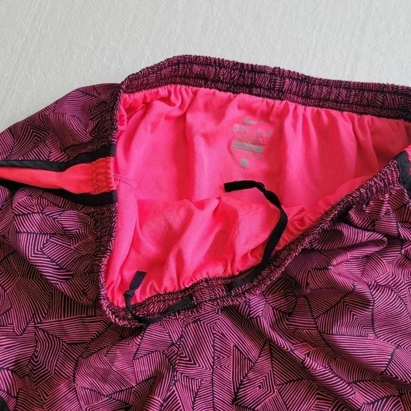 Nike Dri-Fit Loose Fit Athletic Running Shorts Womens L Liner Neon Pink Black - Picture 2 of 8